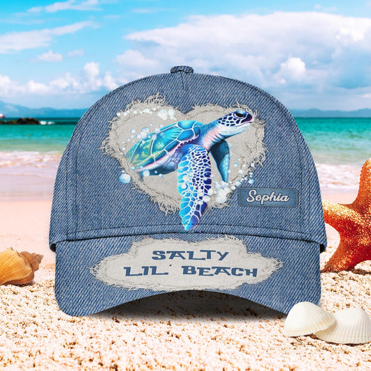 Salty Lil Beach - Personalized Turtle Classic Cap