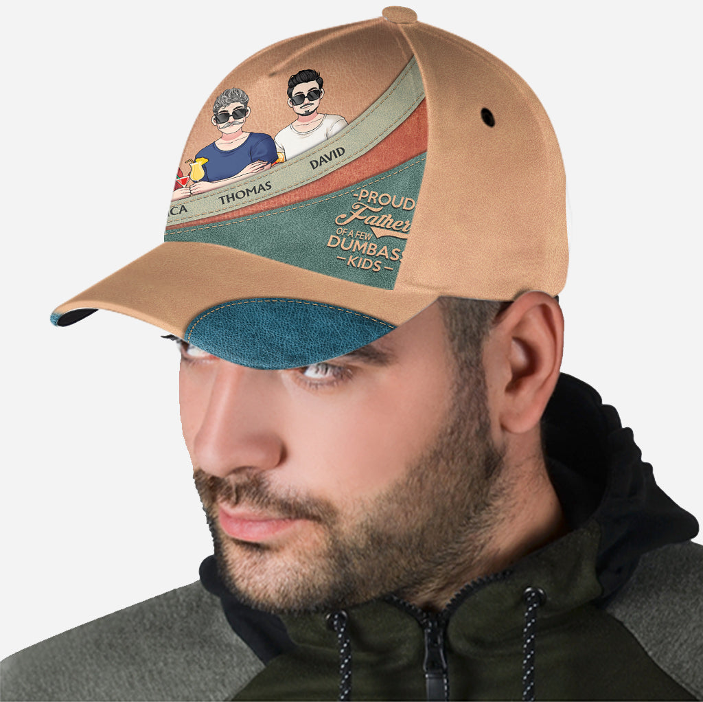 Proud Father Mother Grandma Grandpa Of A Few Kids - Personalized Father Classic Cap