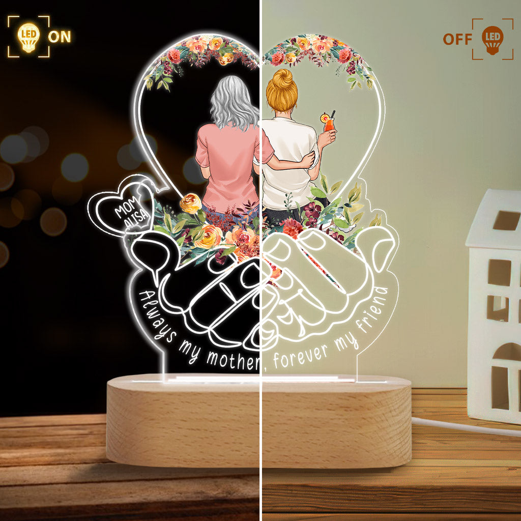 Always My Mother Forever My Friend - Personalized Mother Shaped Plaque Light Base