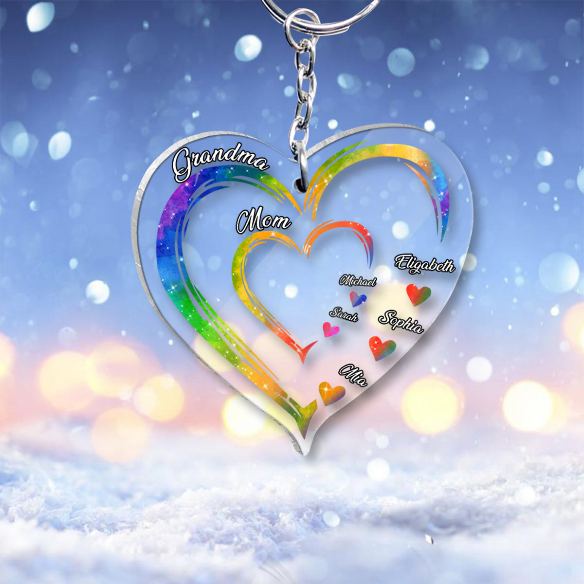 Grandma Mom Hearts - Personalized Grandma Transparent Keychain