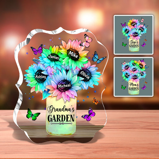 Sunflower Vase Custom Any Title And Name - Personalized Grandma Custom Shaped Acrylic Plaque