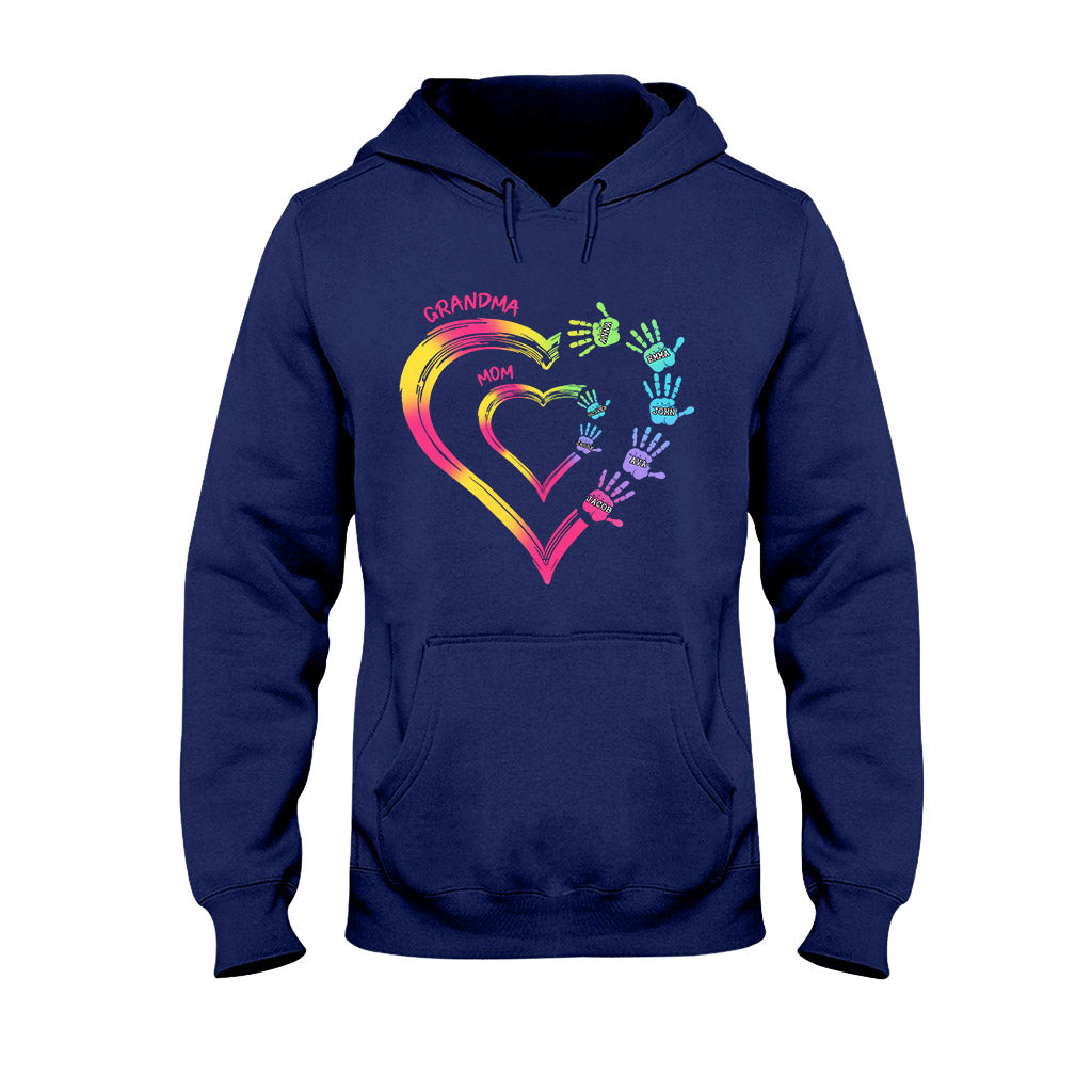 Any Title Of Mother And Grandma Double Heart Colorful - Personalized Grandma T-shirt And Hoodie