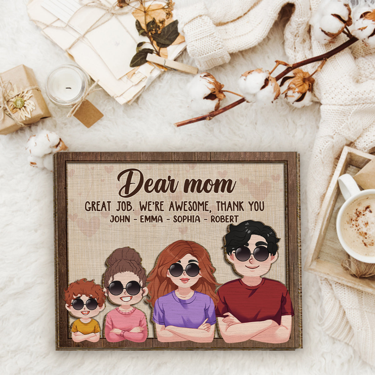Dear Mom Dad Great Job We're Awesome Thank You - Personalized Mother 2 Layered Wood Sign / Wood Plaque