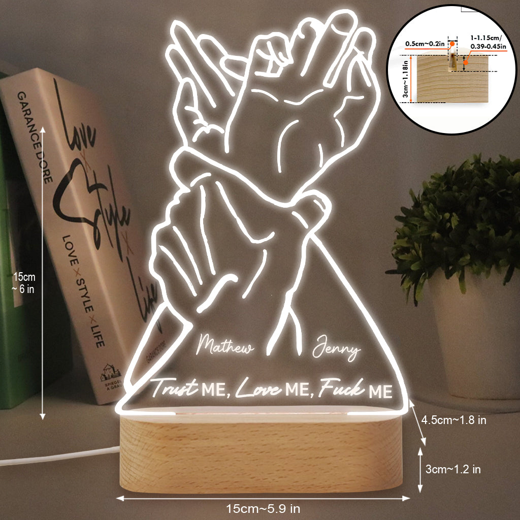 Trust Me Love Me - Personalized Couple Shaped Plaque Light Base