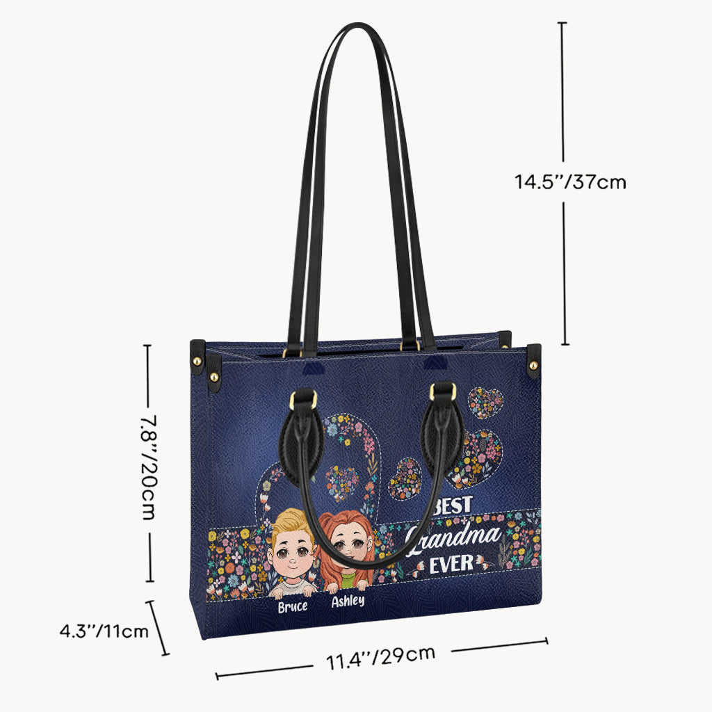 Meilleure grand-mère du monde - Sac à main en cuir personnalisé pour grand-mère