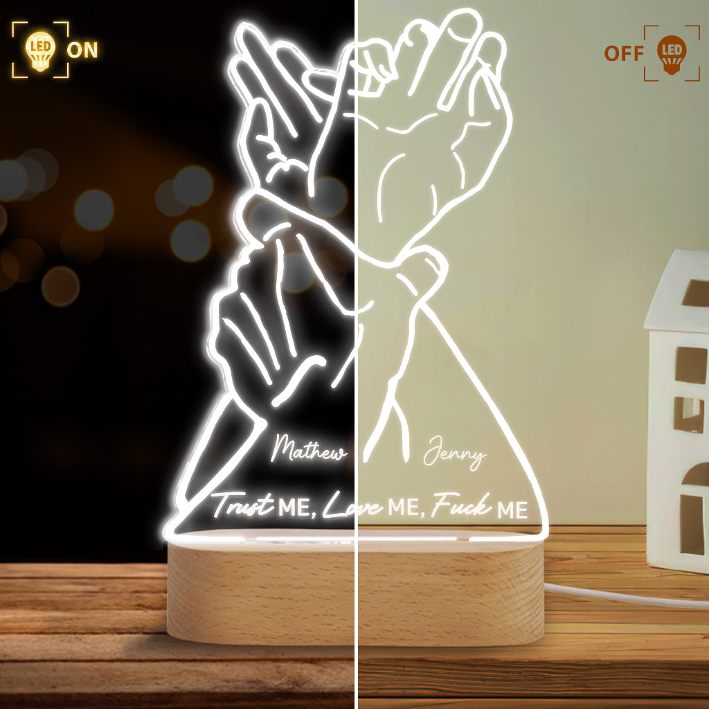 Trust Me Love Me - Personalized Couple Shaped Plaque Light Base