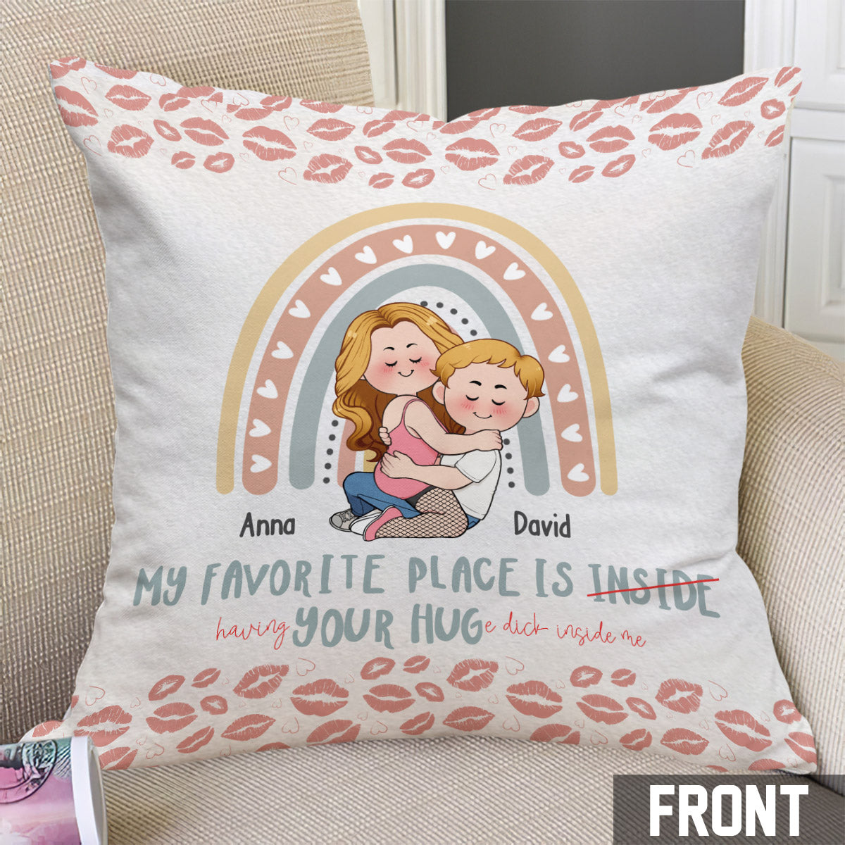 My Favorite Place Is Your Huge D Inside Of Me - Personalized Couple Throw Pillow