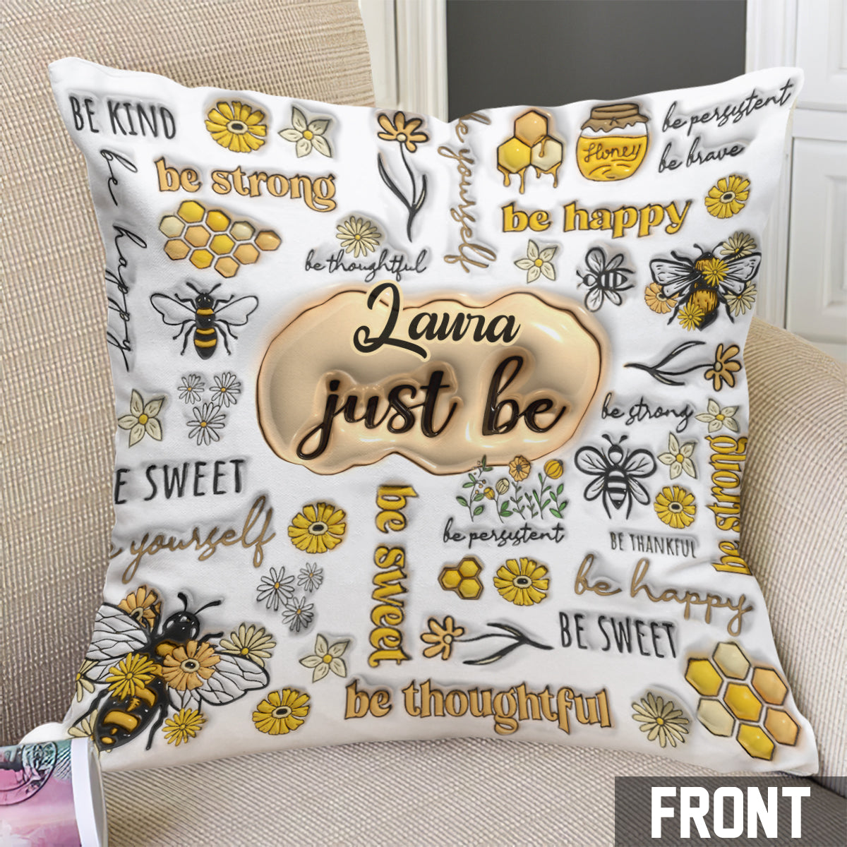 Juste être heureux - Coussin décoratif personnalisé