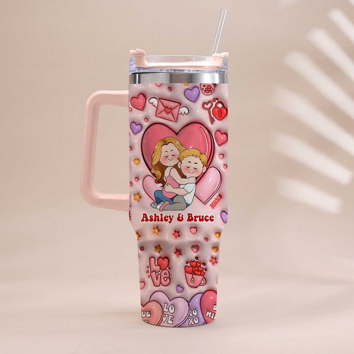I Love You - Personalized Couple Tumbler With Handle
