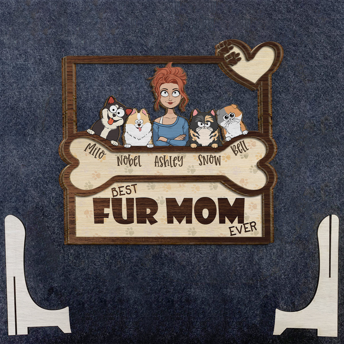 Beste Hundemama und bester Hundepapa aller Zeiten - Personalisiertes zweilagiges Holzschild / Holzplakette