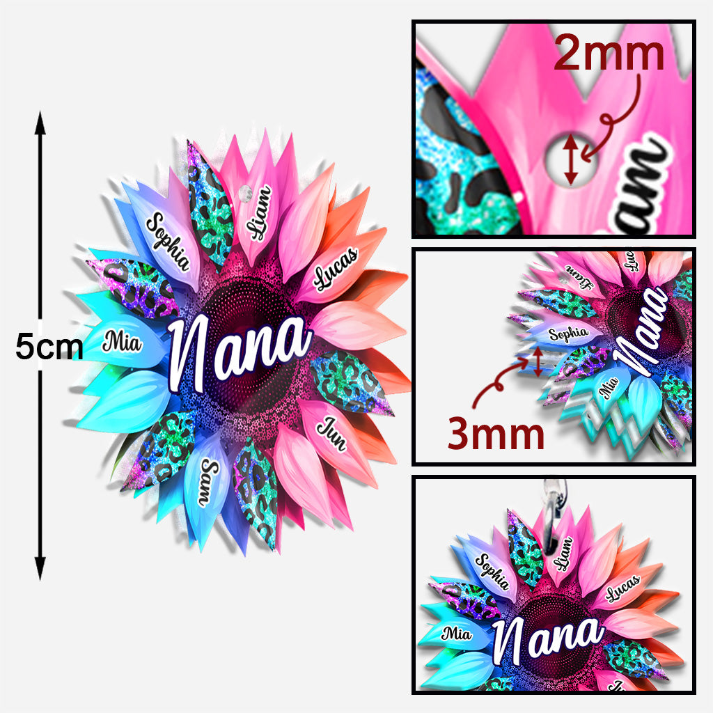 Grandma Mom Sunflower - Personalized Grandma Keychain