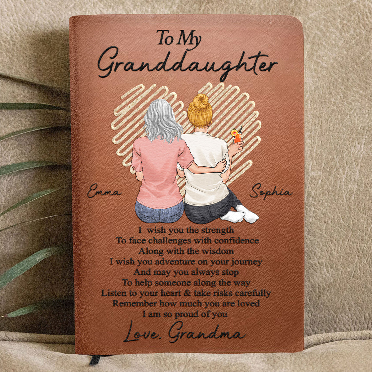 À ma petite-fille, je suis si fière de toi - Carnet en cuir personnalisé pour grand-mère