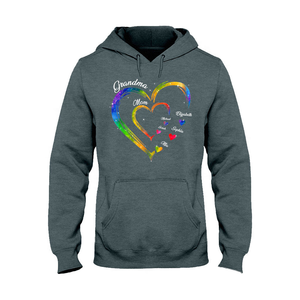 Grandma Mom Hearts - Personalized Grandma T-shirt And Hoodie