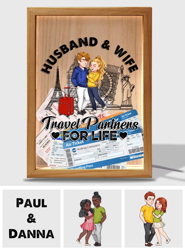 Travel Partner For Life - Personalized Couple Picture Frame Light Box
