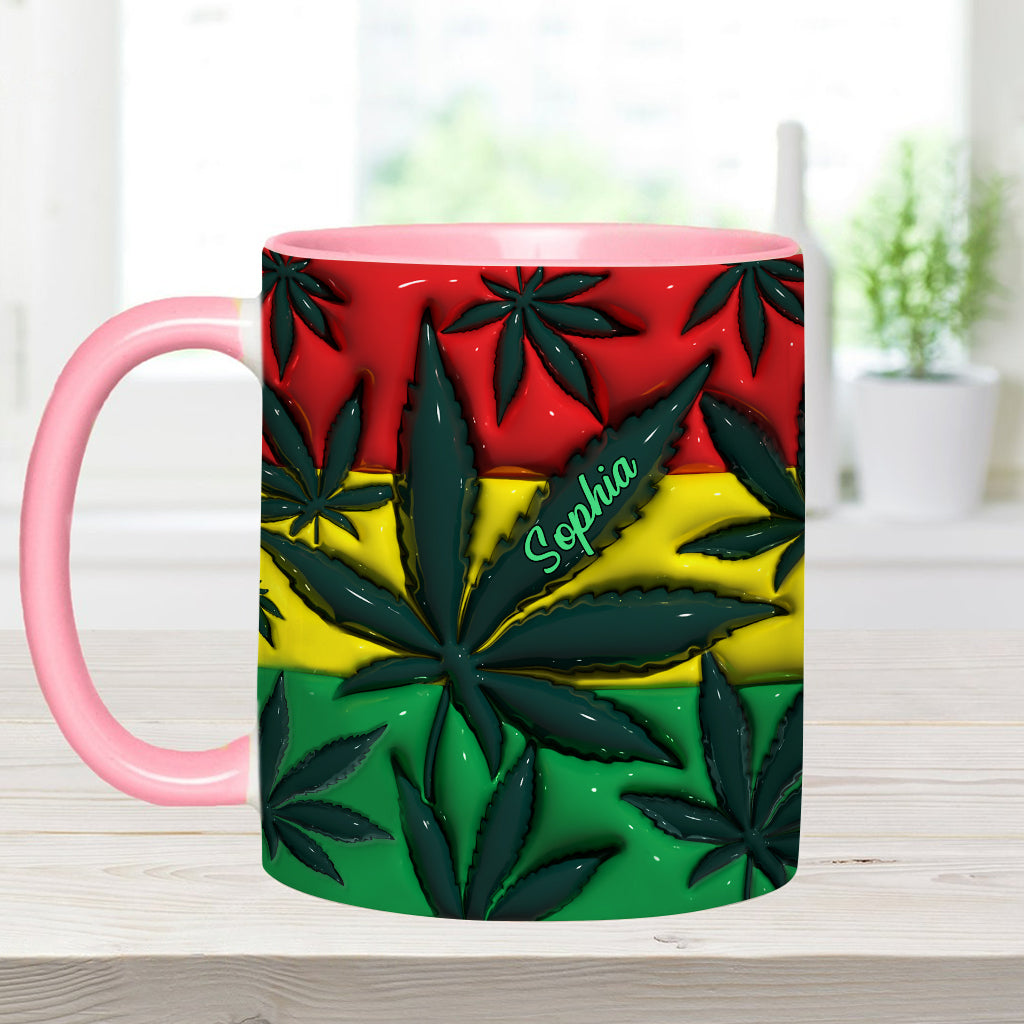 Aufblasbares Zauberblatt Rot Gelb Grün - Personalisierter Becher mit Cannabis-Akzent