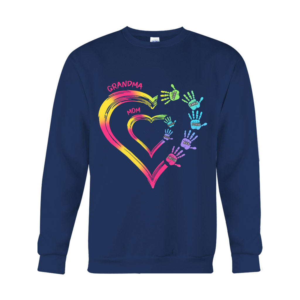 Any Title Of Mother And Grandma Double Heart Colorful - Personalized Grandma T-shirt And Hoodie