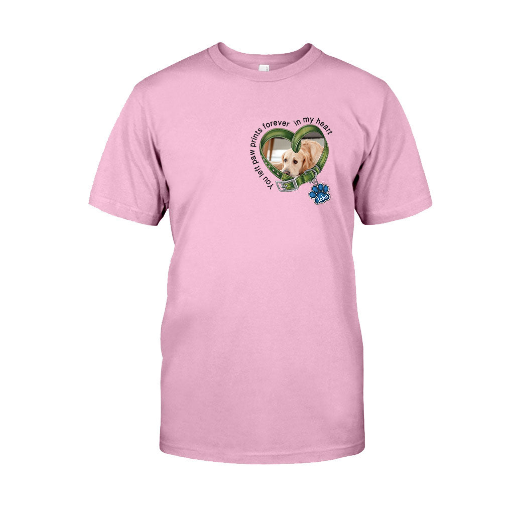 Du hast für immer Pfotenabdrücke in meinem Herzen hinterlassen – personalisiertes Hunde-T-Shirt und Hoodie