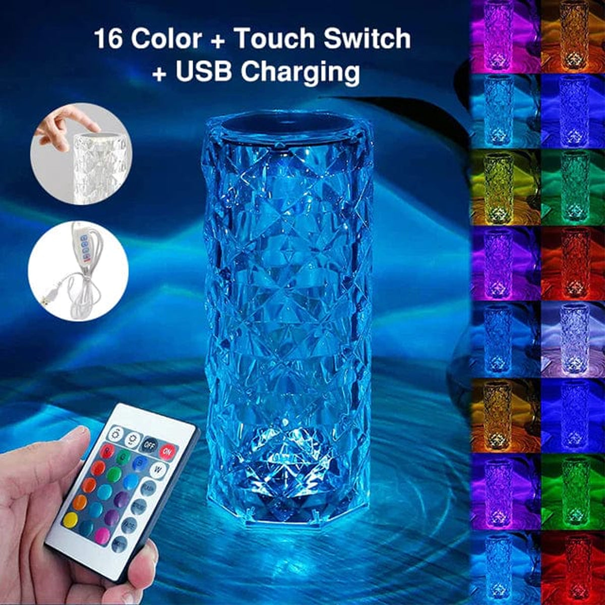 Lampe tactile Crystal Rose Diamond - Lampe tactile Crystal Rose Diamond
