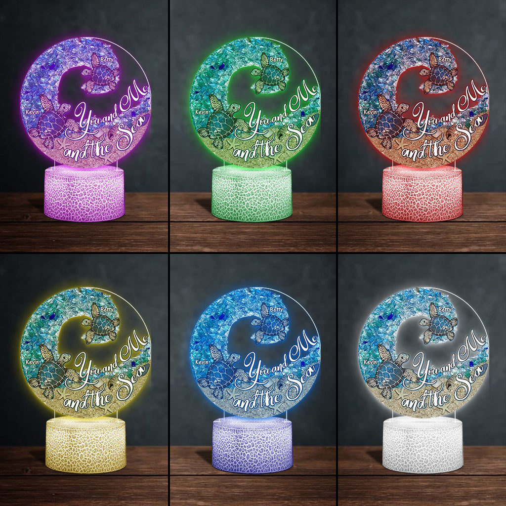 You And Me And The Beach - Personalized Couple Shaped Plaque Light Base