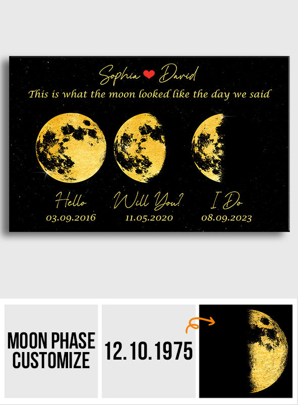 The Moon Look Like This - Personalized Couple Canvas And Poster