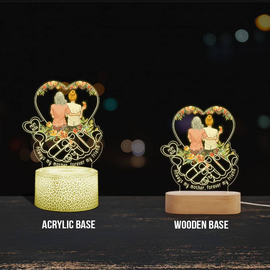 Always My Mother Forever My Friend - Personalized Mother Shaped Plaque Light Base