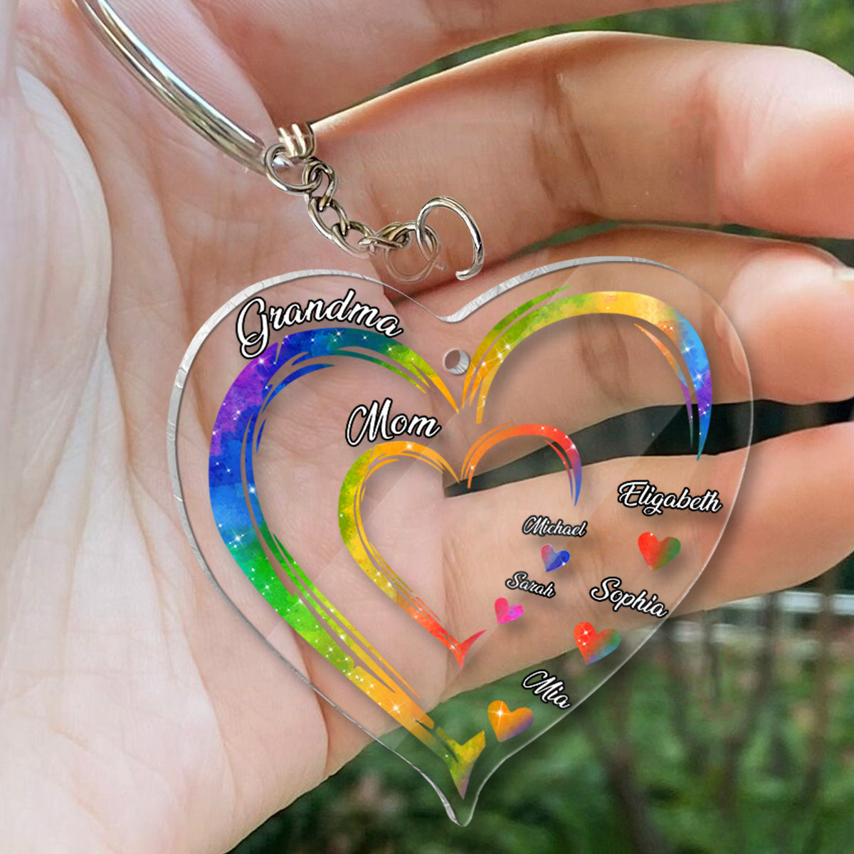 Grandma Mom Hearts - Personalized Grandma Transparent Keychain