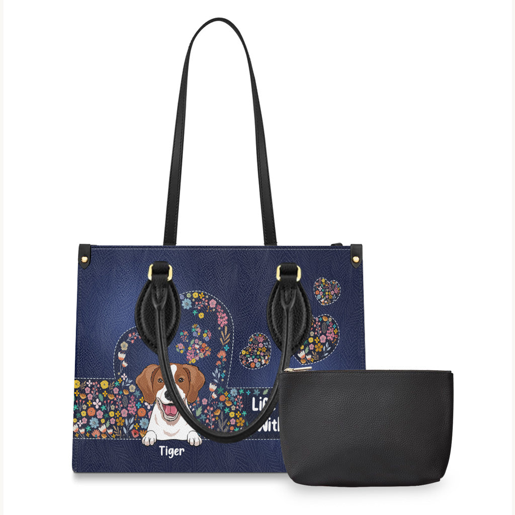 La vie est plus belle avec un chien - Sac à main en cuir personnalisé pour chien