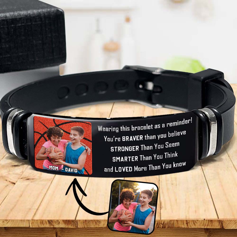 Du bist mutiger, als du glaubst – Personalisiertes Basketball-Armband mit Gravur