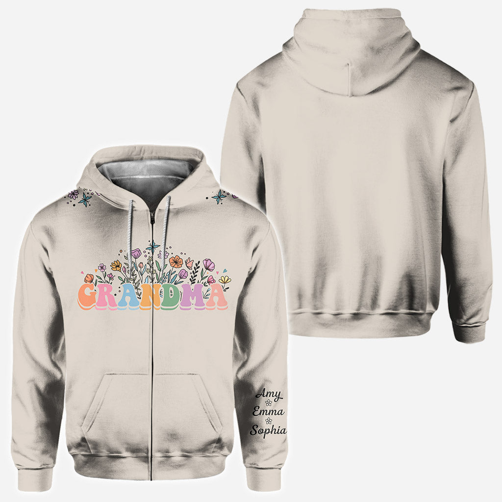 Flower With Any Title - Personalized Grandma All Over Shirt