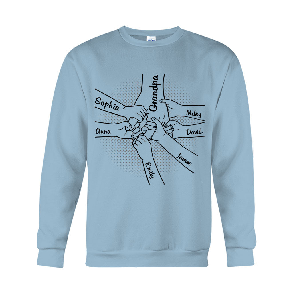 Hand In Hand - Personalized Grandpa T-shirt And Hoodie