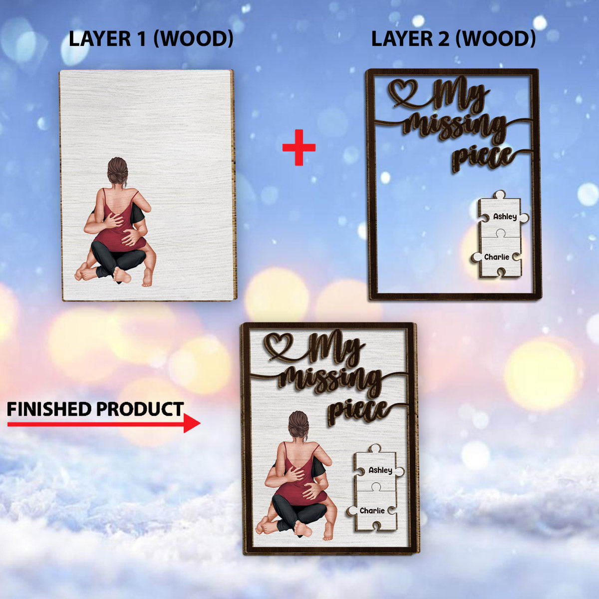 My Missing Piece - Personalized Couple 2 Layered Wood Sign / Wood Plaque