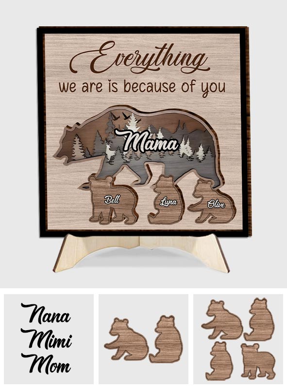 Mama Bear - Personalized Mother 2 Layered Wood Sign / Wood Plaque