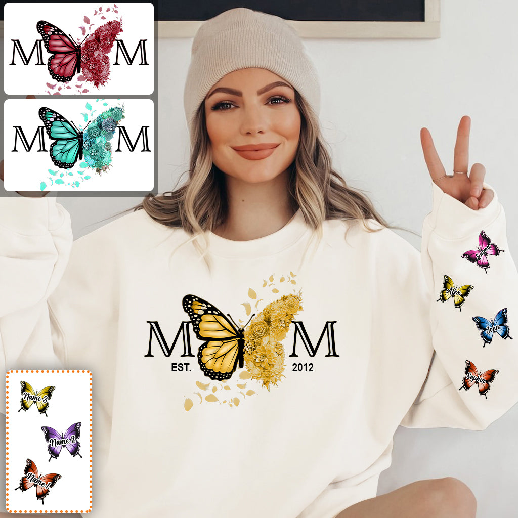 Mom Est. Any Year Botanical Butterfly - Personalized Mother All Over Shirt