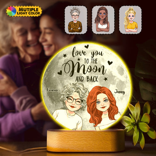 Love You To The Moon & Back - Personalized Mother Shaped Plaque Light Base