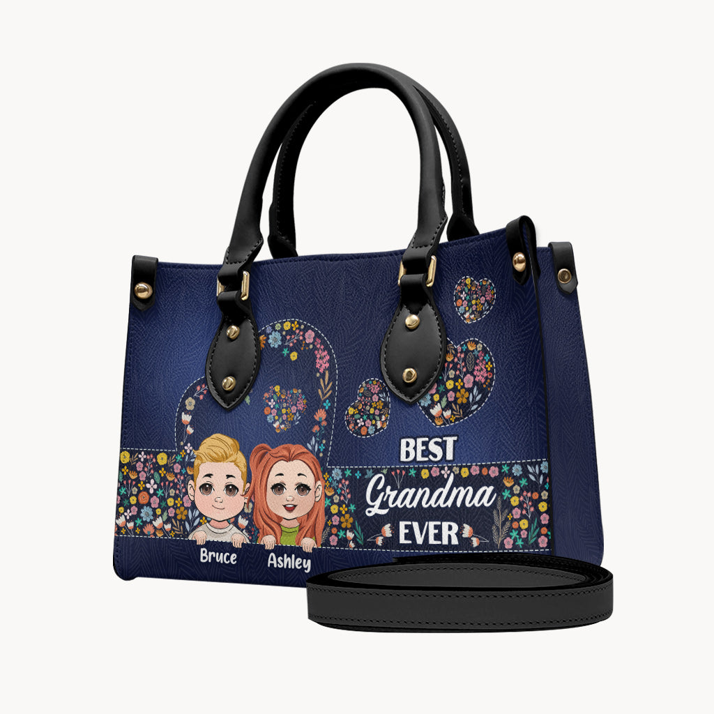 Meilleure grand-mère du monde - Sac à main en cuir personnalisé pour grand-mère