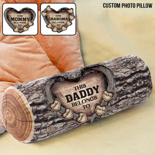 Any Title & Name Heart Belongs To - Personalized Father Shaped Pillow