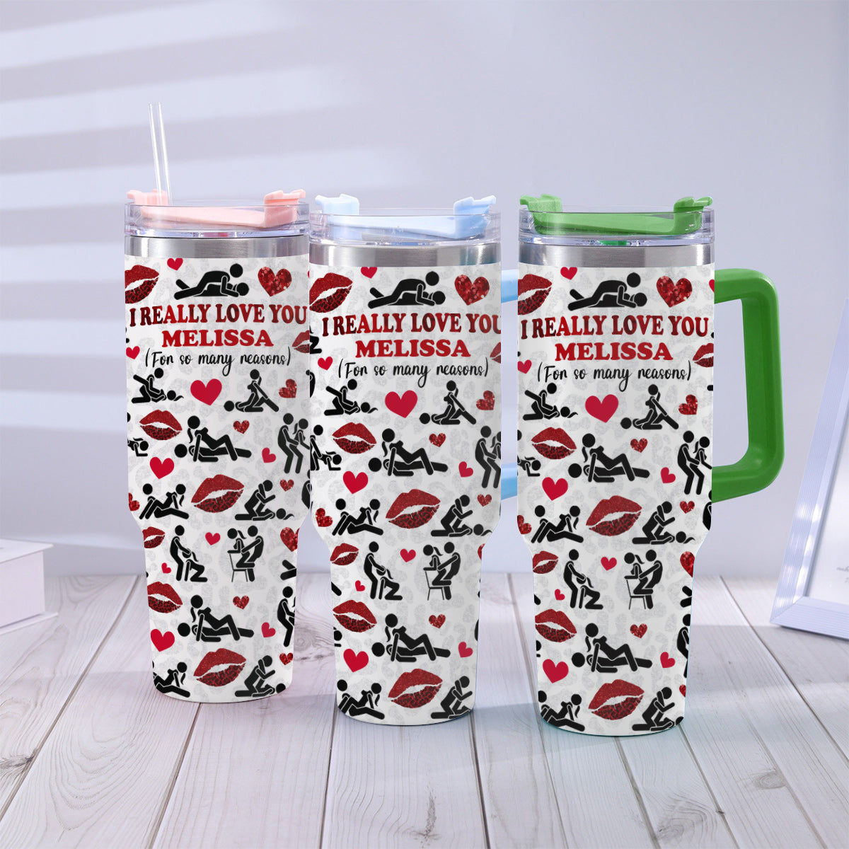 I Really Love You For So Many Reasons With Any Name - Personalized Couple Tumbler With Handle