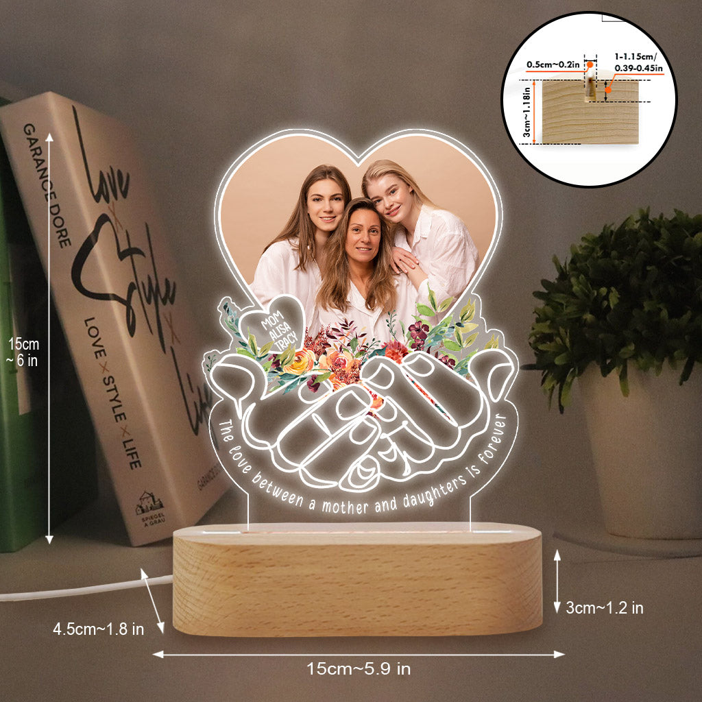 The love Between A Mother And Children Is Forever - Personalized Mother Shaped Plaque Light Base