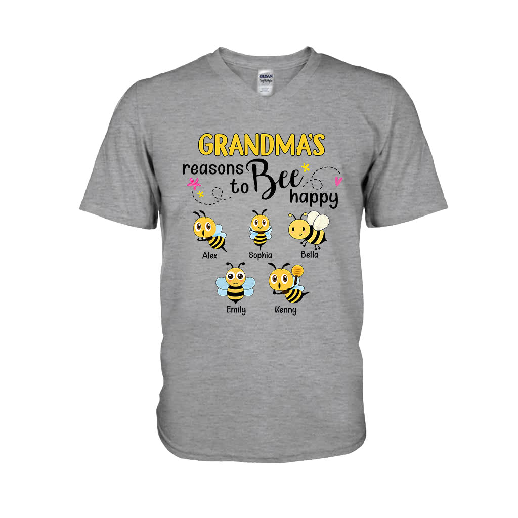 Grandma's Reasons To Bee Happy - Personalized Bee T-shirt And Hoodie