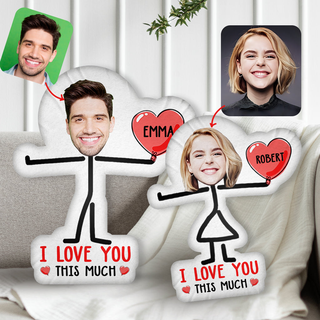 I Love You This Much Custom Photo Keychain For Couples - Personalized Couple Shaped Pillow