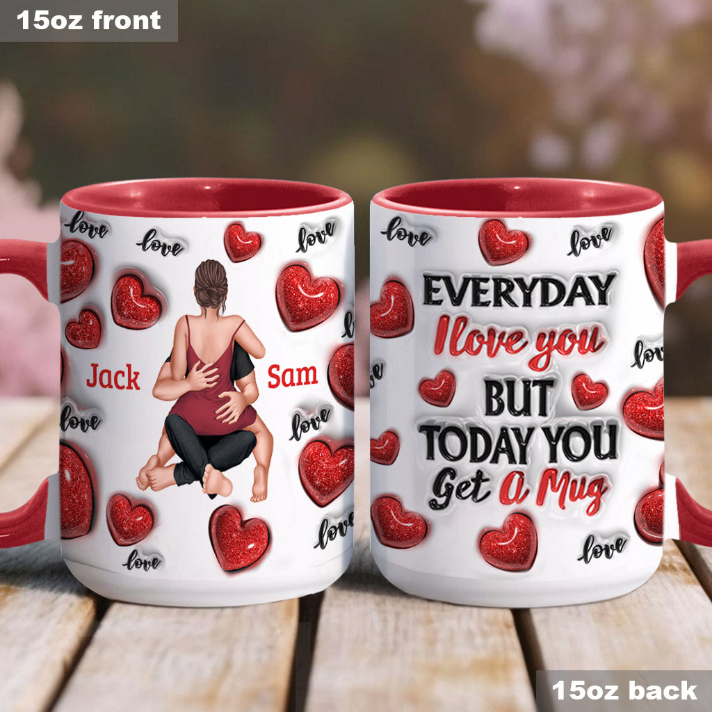 Everyday I Love You - Personalized Couple Accent Mug