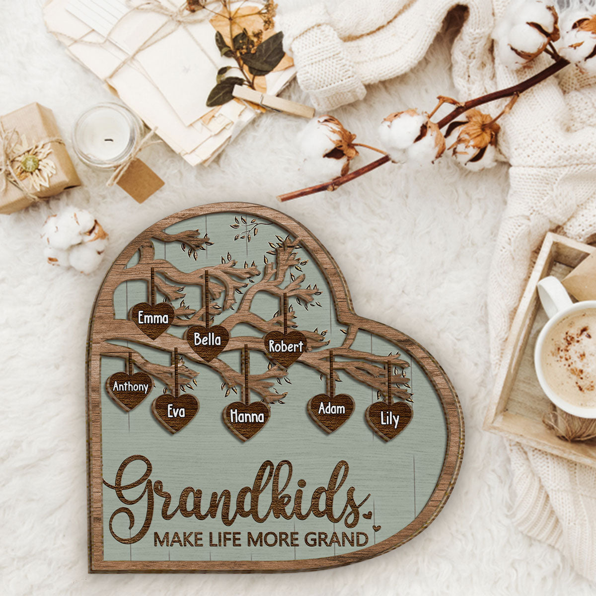 Enkelkinder machen das Leben schöner – Personalisiertes 2-lagiges Holzschild „Oma“ / Holzplakette