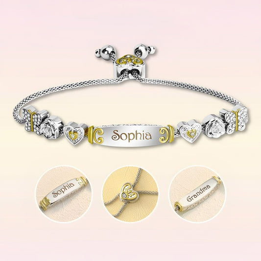 Any Name And Message - Personalized Grandma Engraved Bolo Bracelet