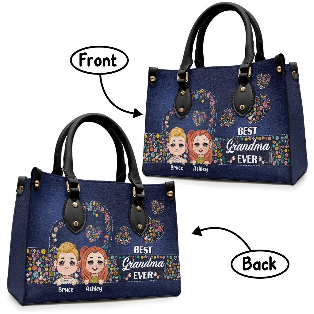 Meilleure grand-mère du monde - Sac à main en cuir personnalisé pour grand-mère