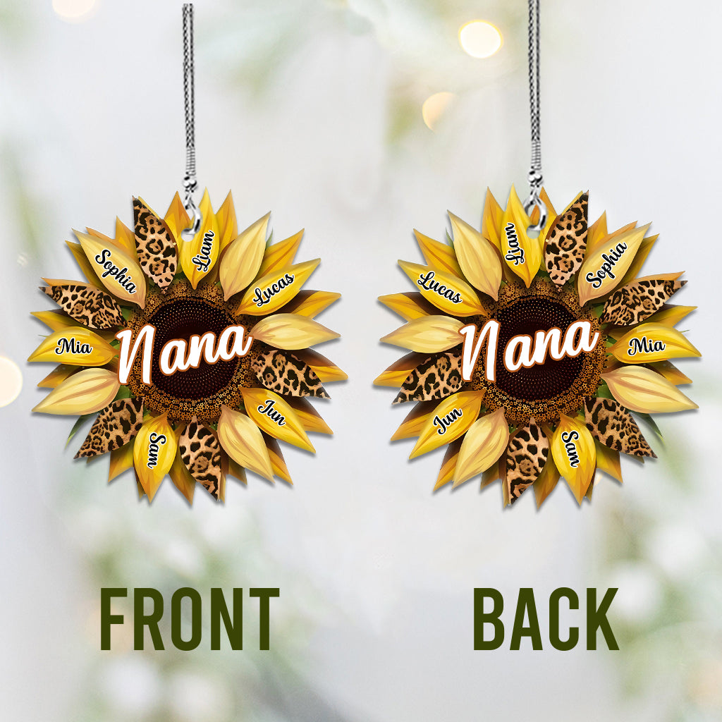 Nana Mom Auntie Family Sunflower - Personalized Grandma Car Ornament