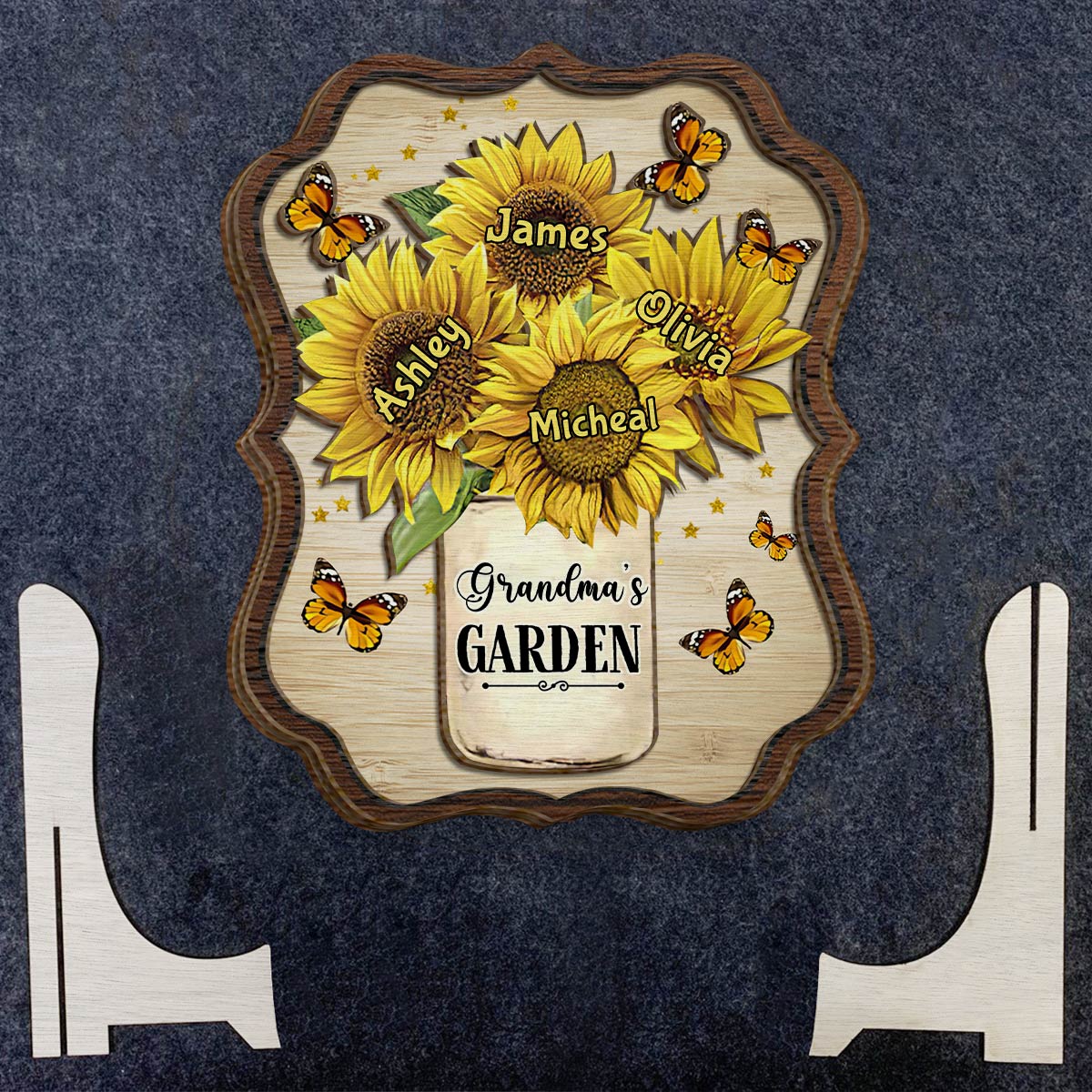 Grandma's Mom's Garden - Personalized Grandma 2 Layered Wood Sign / Wood Plaque