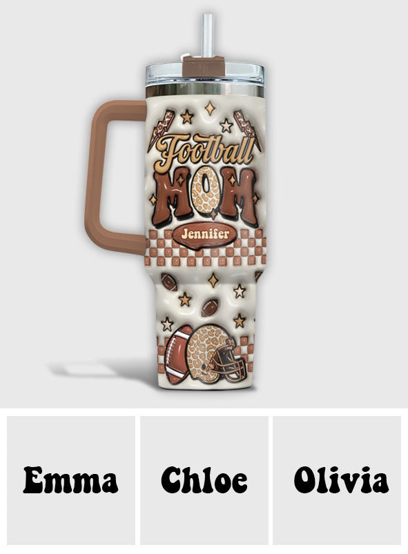 Football Mom - Personalized Football Tumbler With Handle