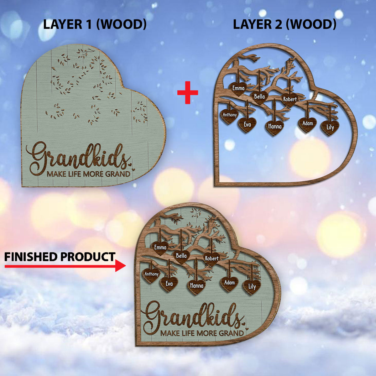 Enkelkinder machen das Leben schöner – Personalisiertes 2-lagiges Holzschild „Oma“ / Holzplakette