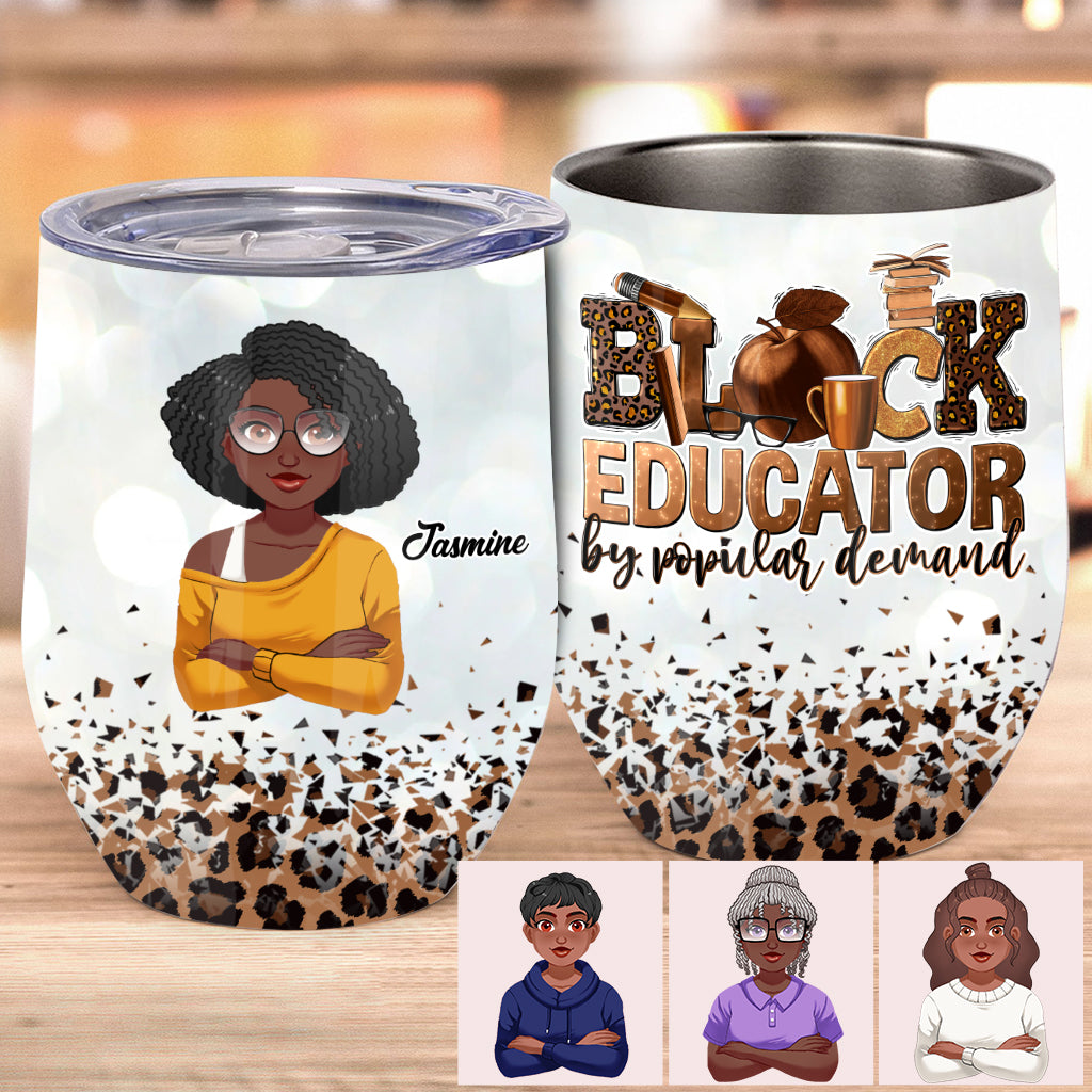 Schwarzer Pädagoge – Personalisierter Weinbecher für Afroamerikaner