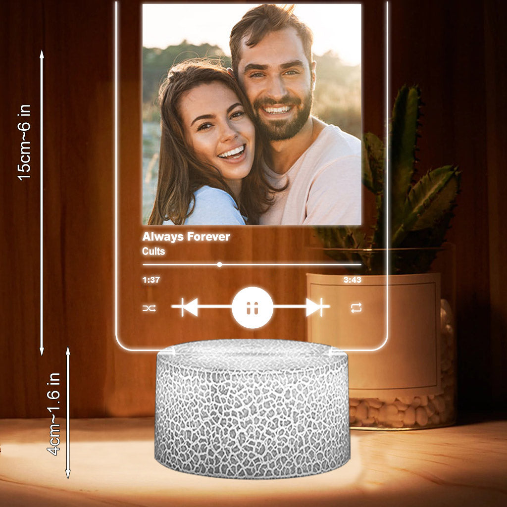 Any Photo And Favorite Song - Personalized Couple Shaped Plaque Light Base